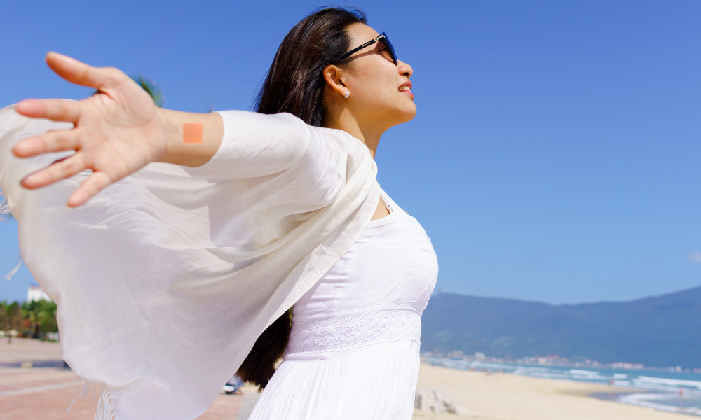 woman with stress relief patch